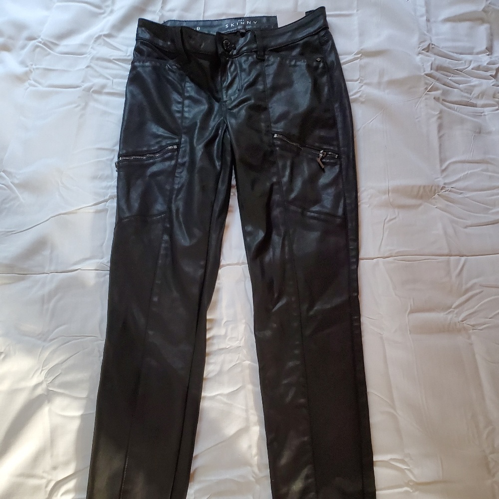 WHBM Black Coated Leather Look Skinny Jeans
